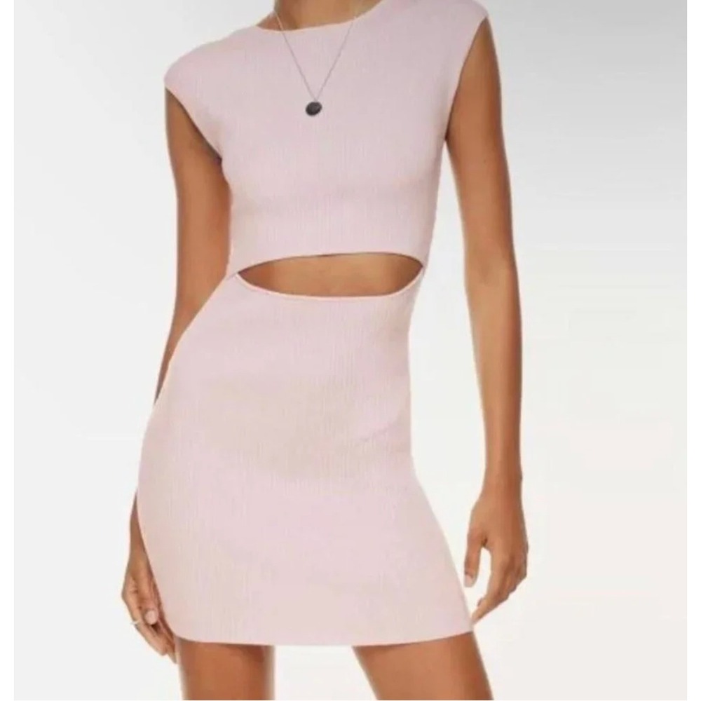 AritziA Wilfred Cut-out Knit Mini Dress Women XS Light Pink Bodycon Summer EUC